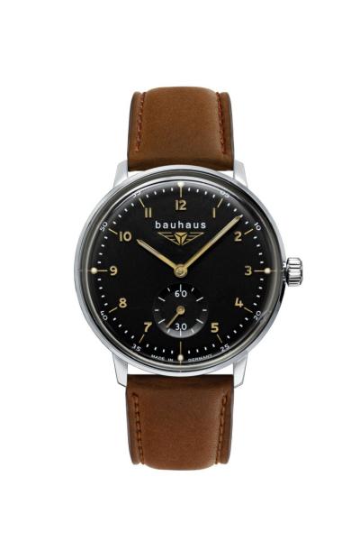 Bauhaus Damenuhr Quarz mit kleiner Sekunde mit Lederarmband